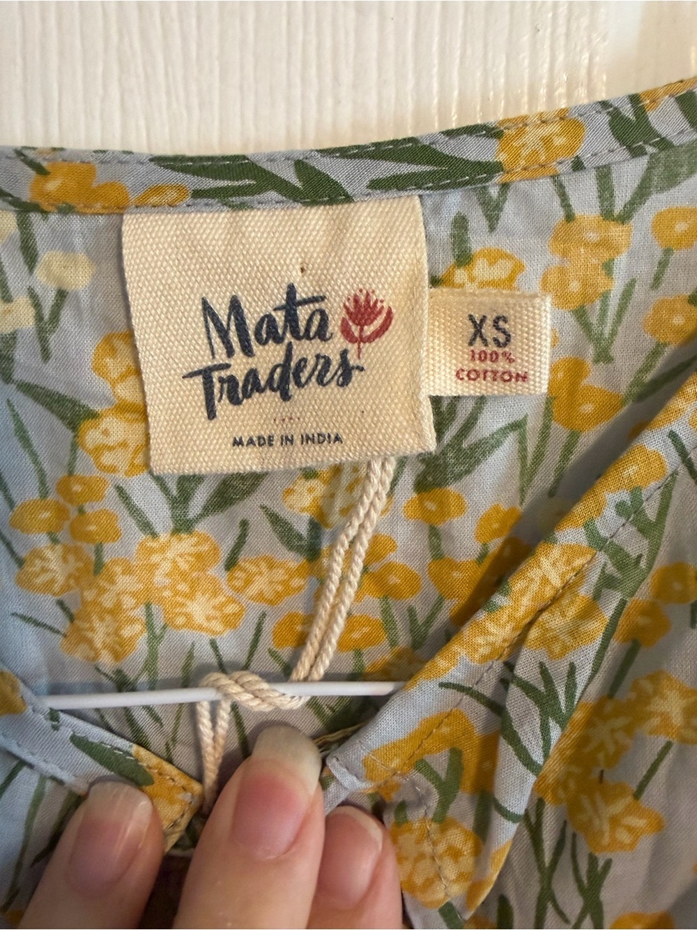NWT Mata Traders Thais Tiered Midi Dress XS Navy Yellow Botanical Floral Cotton - Picture 3 of 6